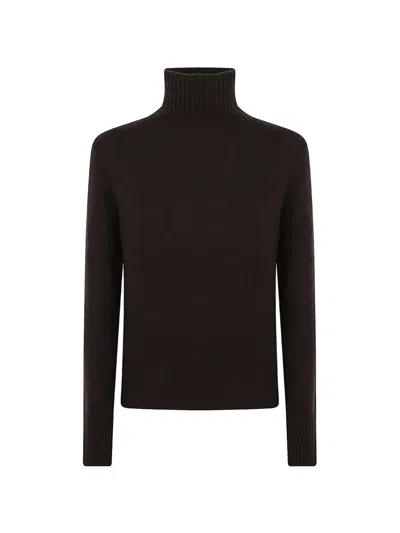 Allude Ribbed-knit Roll-neck Sweater In Black