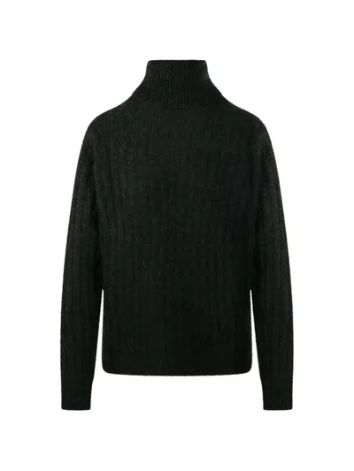 Allude Ribbed-knit Roll-neck Sweater In Grün