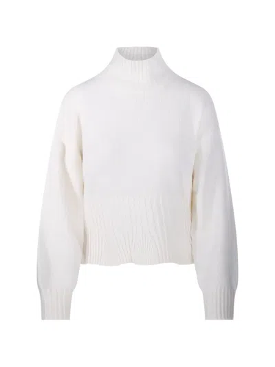 Allude Ribbed-knit Roll-neck Sweater In Weiss