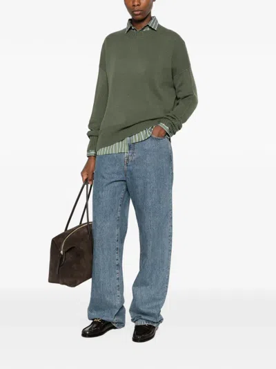 Allude Ribbed-knit Sweater In Green