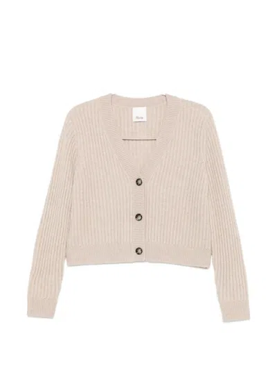 Allude Ribbed-knit V-neck Cardigan In Neutral