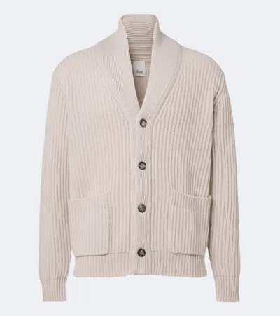 Allude Ribbed-knit Wool And Cashmere Cardigan In Beige