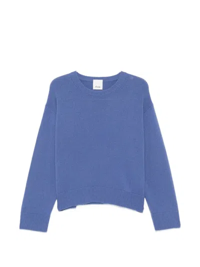 Allude Ribbed-trim Crew-neck Sweater In Blue