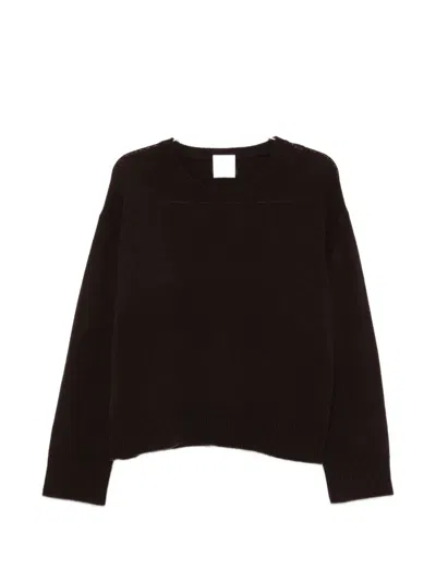 Allude Ribbed-trim Crew-neck Sweater In Brown
