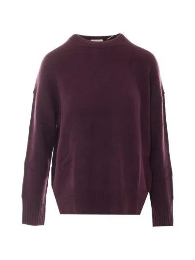 Allude Ribbed-trim Crew-neck Sweater In Purple