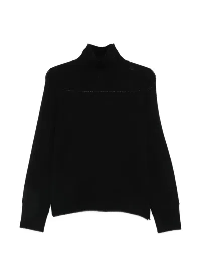 Allude Ribbed-trim Mock-neck Sweater In Black