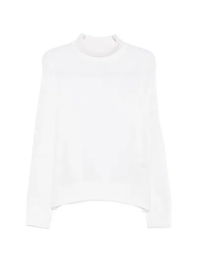 Allude Ribbed-trim Roll-neck Sweater In White