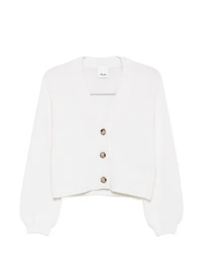 Allude Ribbed-trim V-neck Cardigan In White