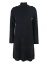 Allude Roll-neck Fine-knit Midi Dress In Black