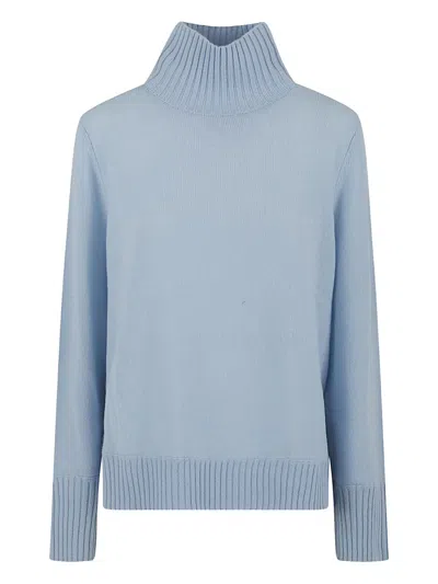 Allude Roll-neck Ribbed Knitwear In Blue