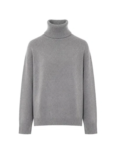 Allude Roll-neck Cashmere Sweater In Gray