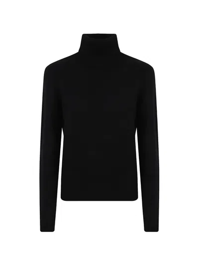 Allude Roll-neck Ribbed-trim Sweater In Black