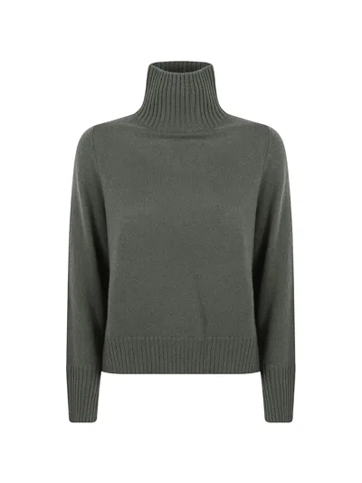 Allude Roll-neck Ribbed-trim Sweater In Gray