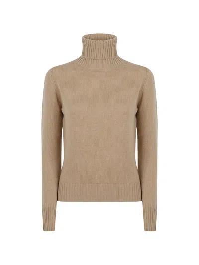 Allude Roll-neck Ribbed-trim Sweater In Neutral