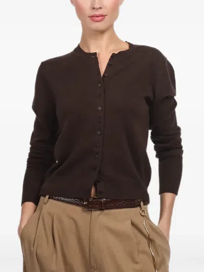 Allude Round-neck Cardigan In Brown