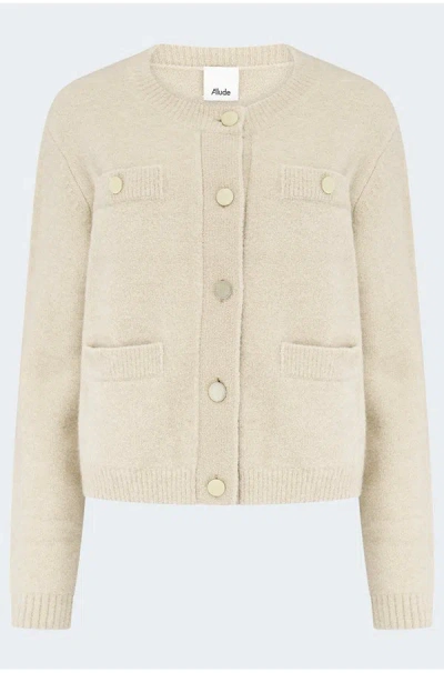 Allude Round Neck Cardigan In Beige In Neutral
