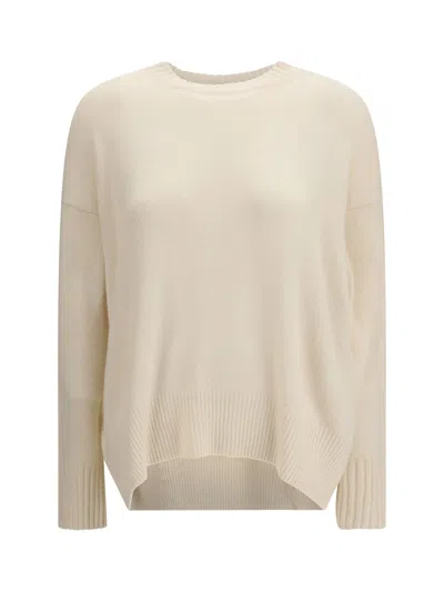 Allude Round-neck Cashmere Jumper In Neutral