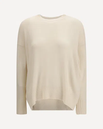 Allude Round-neck Cashmere Jumper In White