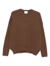 Allude Round-neck Cashmere Sweater In Brown