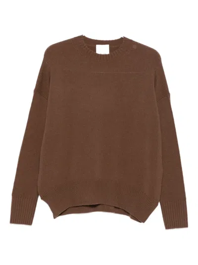 Allude Round-neck Cashmere Sweater In Brown