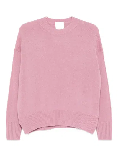 Allude Round-neck Cashmere Sweater In Pink
