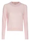 Allude Round-neck Long-sleeve Sweater In Pink