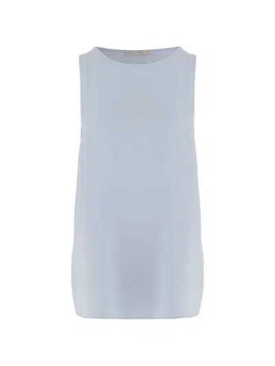 Allude Round-neck Sleeveless Top In Blue