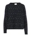 Allude Wool Blend Pullover With Rhinestones And Studs In Black