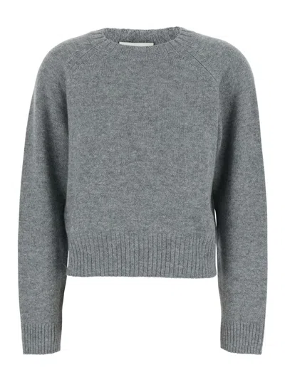 Allude Round Neck Sweater In Gray