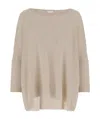 Allude Wool Blend Pullover With Rhinestones And Studs In Nude