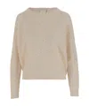 Allude Wool Blend Pullover With Rhinestones And Studs In Nude