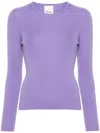 Allude Round-neck Wool Jumper In Purple