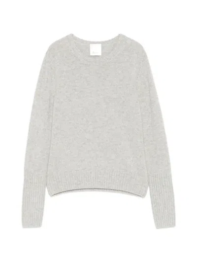 Allude Round-neck Cashmere Sweater In Gray