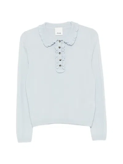 Allude Ruffle-trim Polo Shirt In White