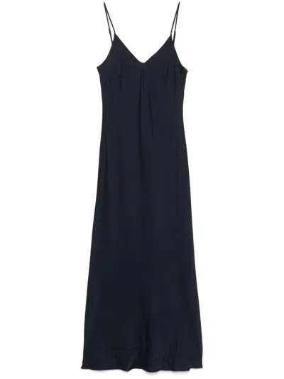 Allude Satin Slip Dress In Blue