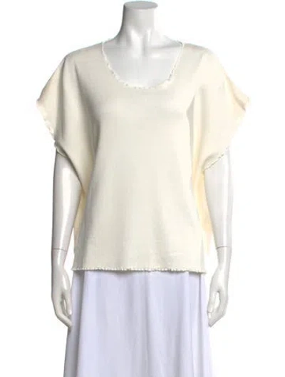 Pre-owned Allude Scoop Neck Short Sleeve Top W/ Tags In Neutral