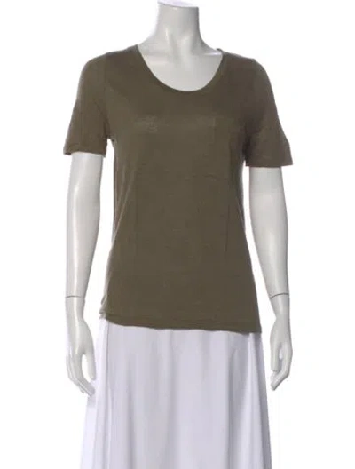 Pre-owned Allude Scoop Neck Short Sleeve T-shirt In Green