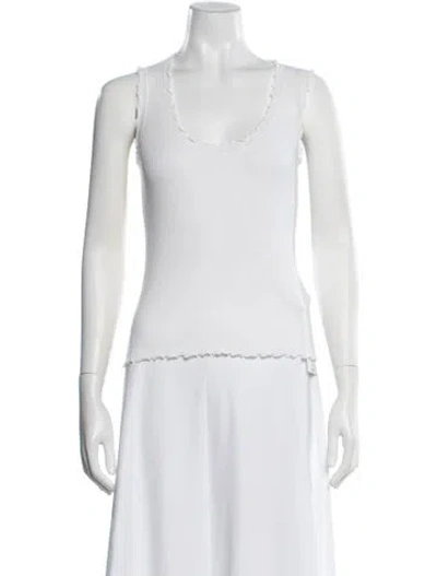 Pre-owned Allude Scoop Neck Sleeveless Top In Neutral