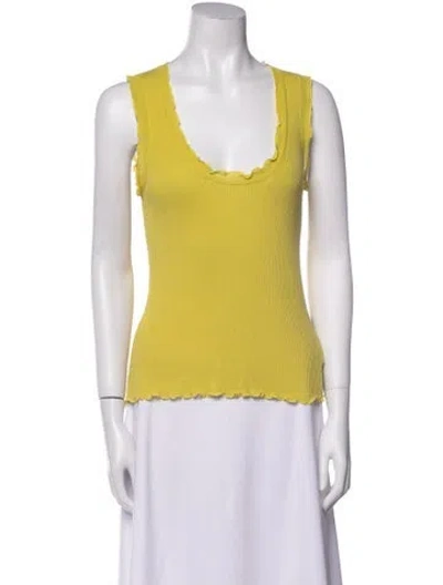 Pre-owned Allude Scoop Neck Sleeveless Top In Yellow