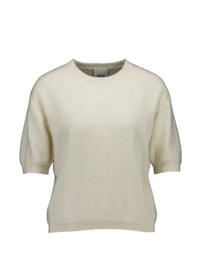 Allude Sequin-embellished Short-sleeve Sweater In Multi