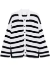 Allude Striped Cardigan With Buttons In White