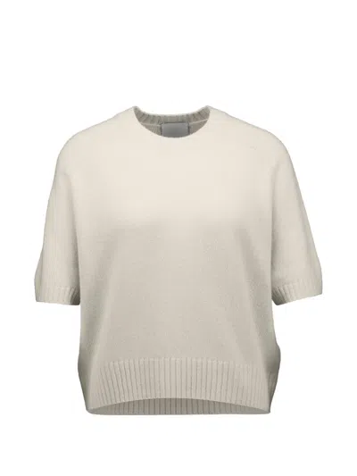 Allude Short-sleeve Cashmere Sweater In Neutral