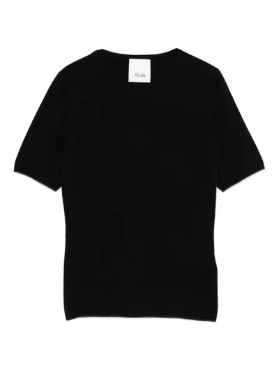 Allude Short-sleeve Cashmere T-shirt In Black