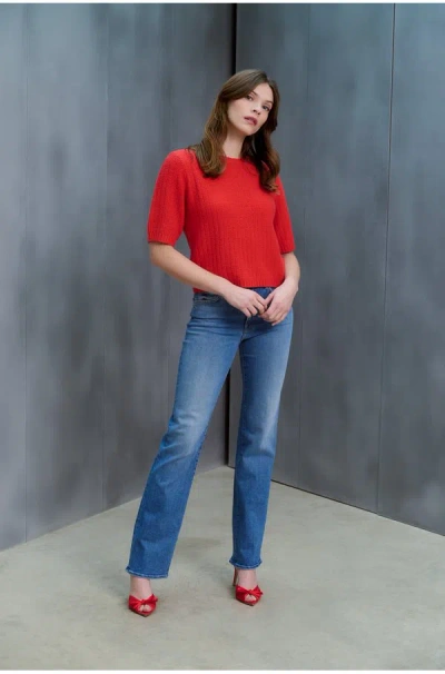 Allude Short Sleeve Knit In Red In Neutral