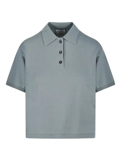 Allude Short-sleeve Polo Top In Blue