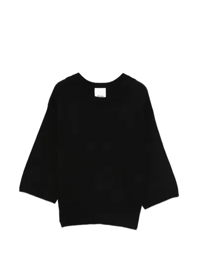 Allude Short-sleeve Sweater In Black