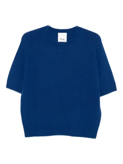 Allude Short-sleeve Sweater In Blue