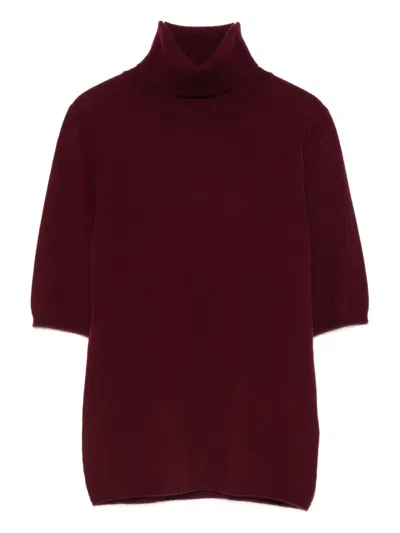 Allude Short-sleeve Sweater In Red