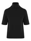 Allude Short-sleeve Turtleneck Sweater In Black