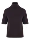 Allude Short-sleeve Turtleneck Sweater In Brown